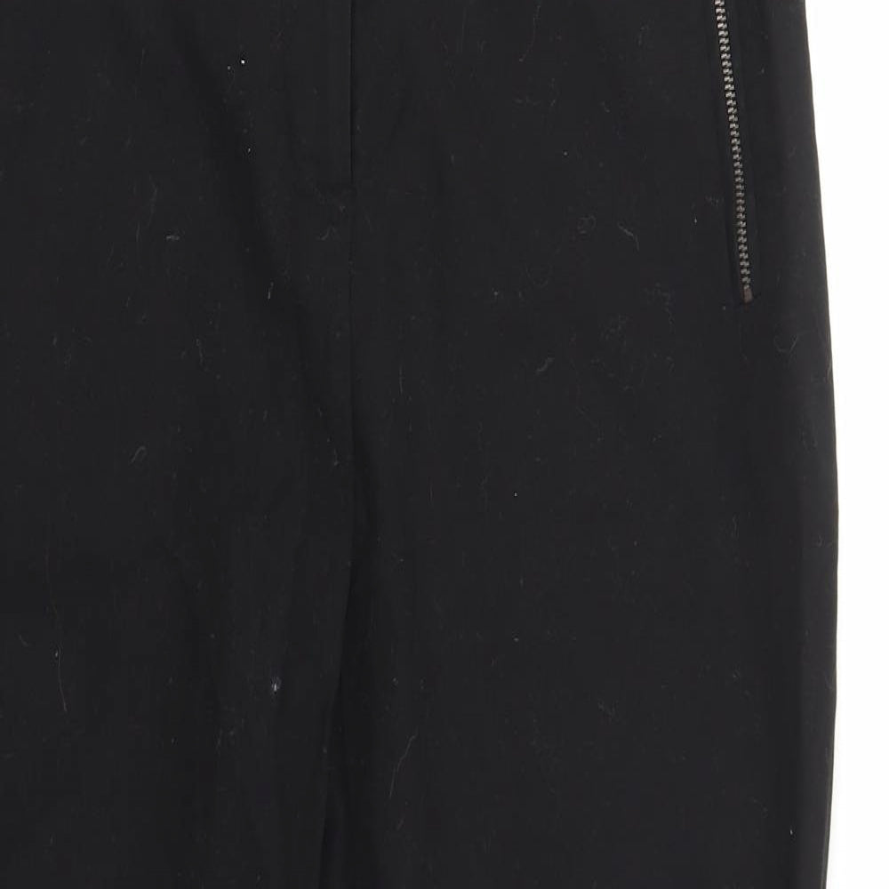 George Womens Black Cotton Trousers Size 14 L26.5 in Regular Zip