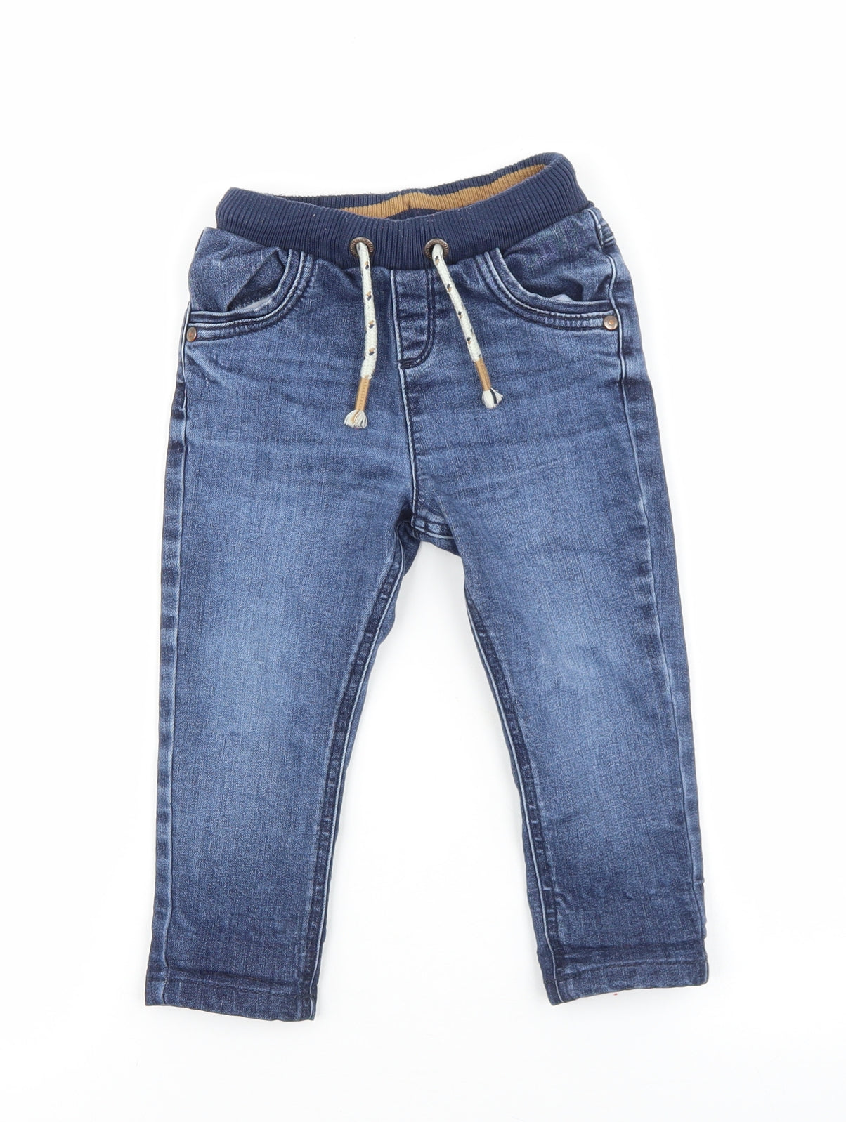 George Baby Blue Cotton Jogger Jeans Size 18-24 Months Tie