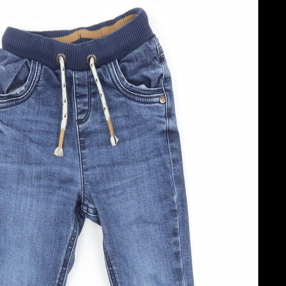 George Baby Blue Cotton Jogger Jeans Size 18-24 Months Tie