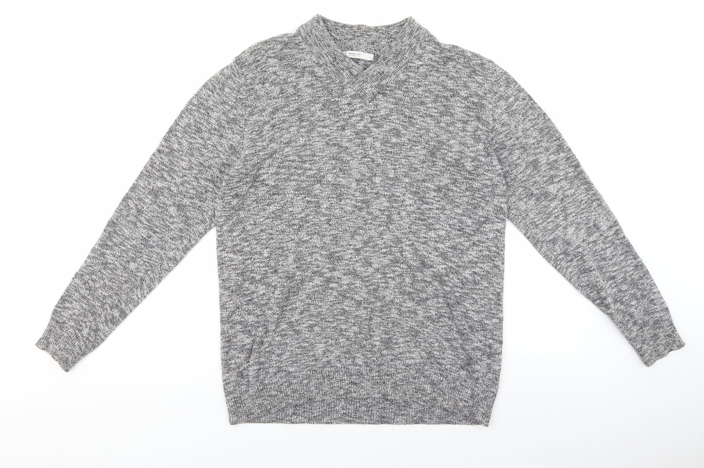 JACK & JONES Mens Grey Crew Neck Cotton Pullover Jumper Size L
