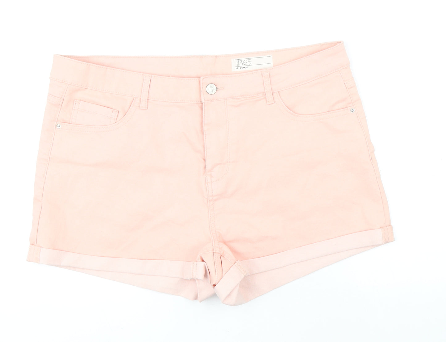 Peacocks Womens Pink Cotton Hot Pants Shorts Size 16 L3 in Regular Zip