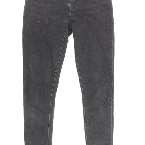Denim & Co. Girls Black Cotton Skinny Jeans Size 10-11 Years L25 in Regular Zip