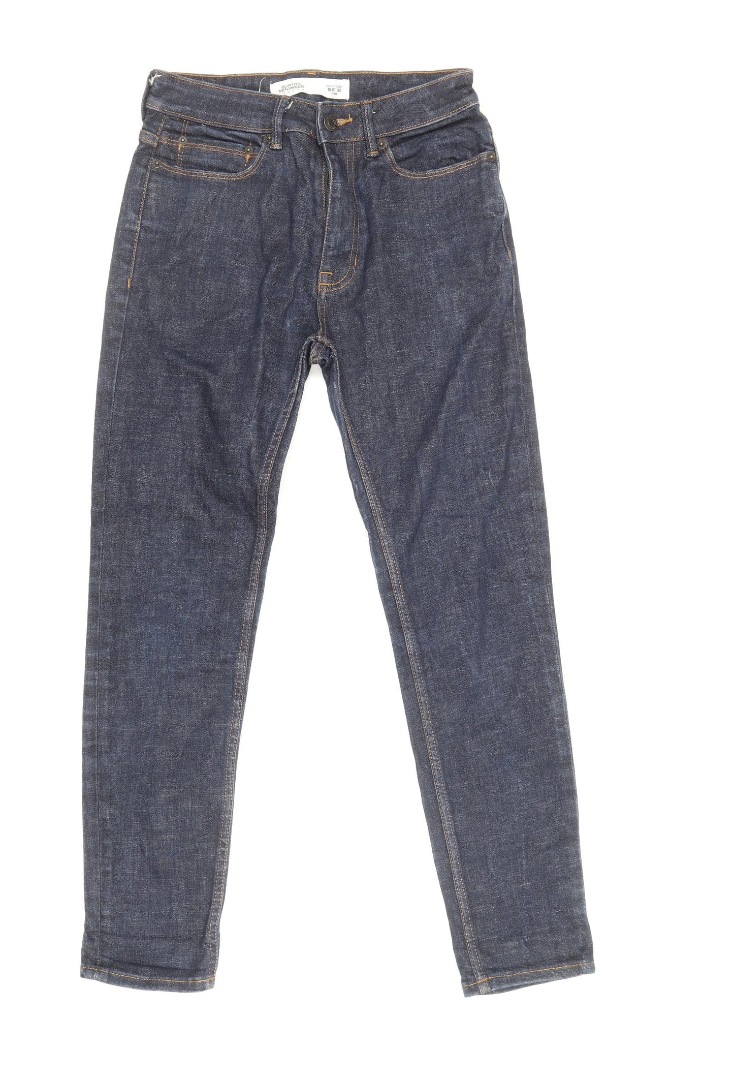 Burton Mens Blue Cotton Skinny Jeans Size 28 in L28 in Regular Zip