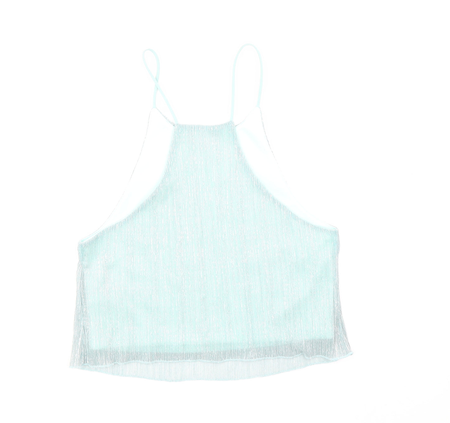 Topshop Womens Blue Polyester Cropped Tank Size 6 Scoop Neck