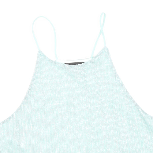 Topshop Womens Blue Polyester Cropped Tank Size 6 Scoop Neck