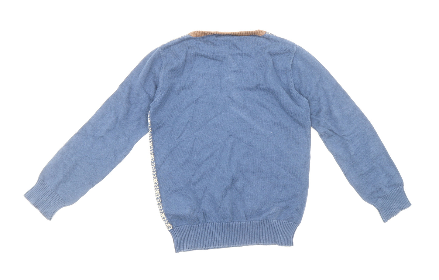 French Connection Boys Blue Crew Neck Geometric Polyester Pullover Jumper Size 8-9 Years Pullover