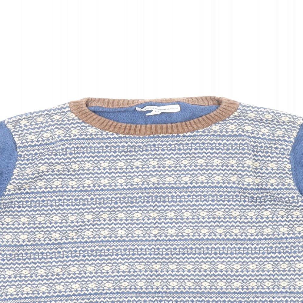 French Connection Boys Blue Crew Neck Geometric Polyester Pullover Jumper Size 8-9 Years Pullover