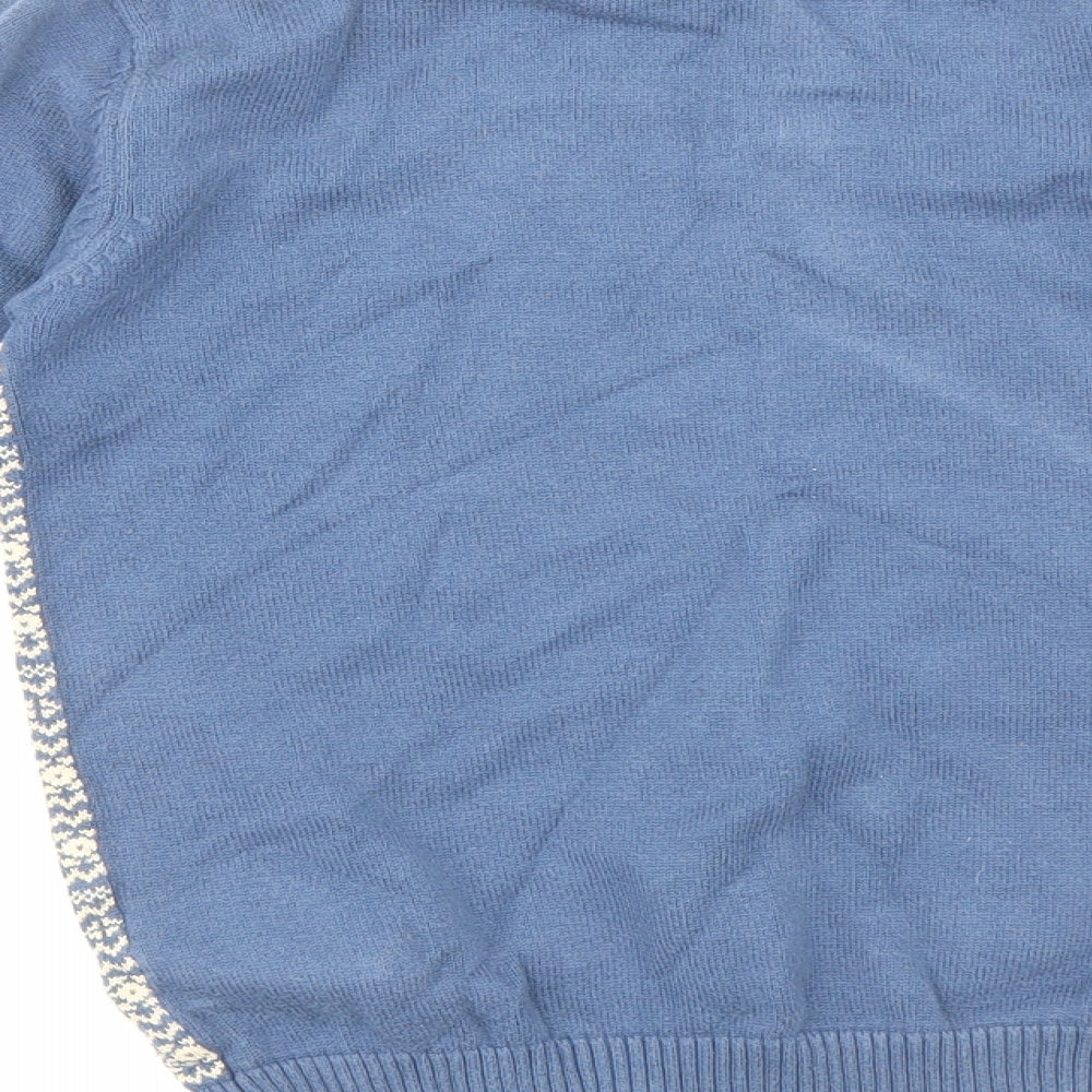 French Connection Boys Blue Crew Neck Geometric Polyester Pullover Jumper Size 8-9 Years Pullover