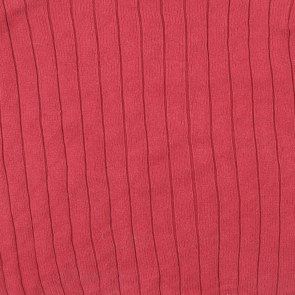 James Pringle Mens Red Crew Neck Cotton Pullover Jumper Size L
