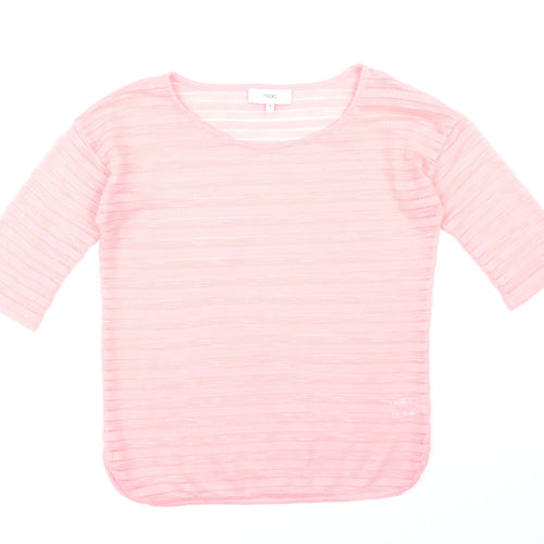 NEXT Womens Pink Round Neck Striped Polyester Pullover Jumper Size 8