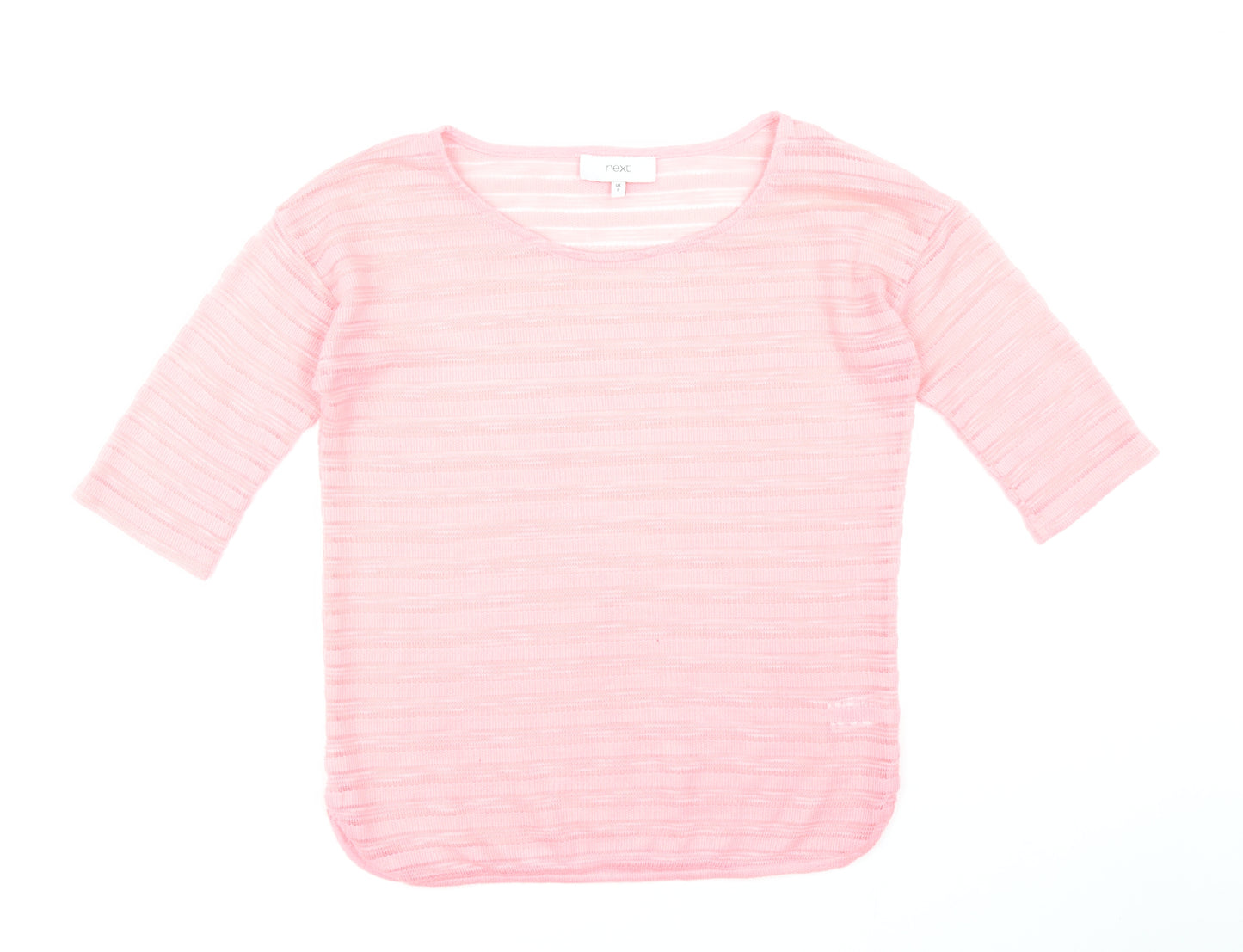 NEXT Womens Pink Round Neck Striped Polyester Pullover Jumper Size 8