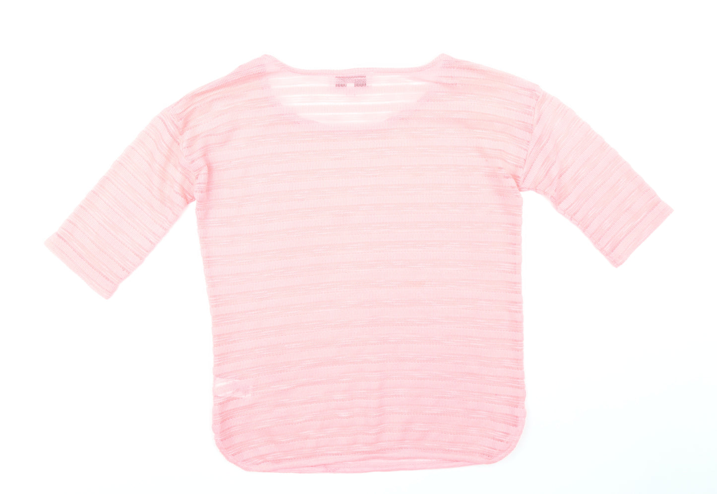 NEXT Womens Pink Round Neck Striped Polyester Pullover Jumper Size 8
