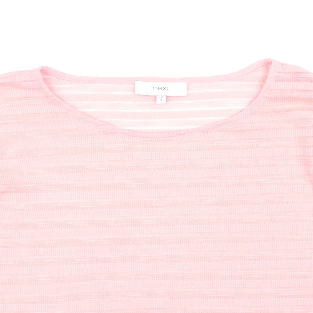NEXT Womens Pink Round Neck Striped Polyester Pullover Jumper Size 8
