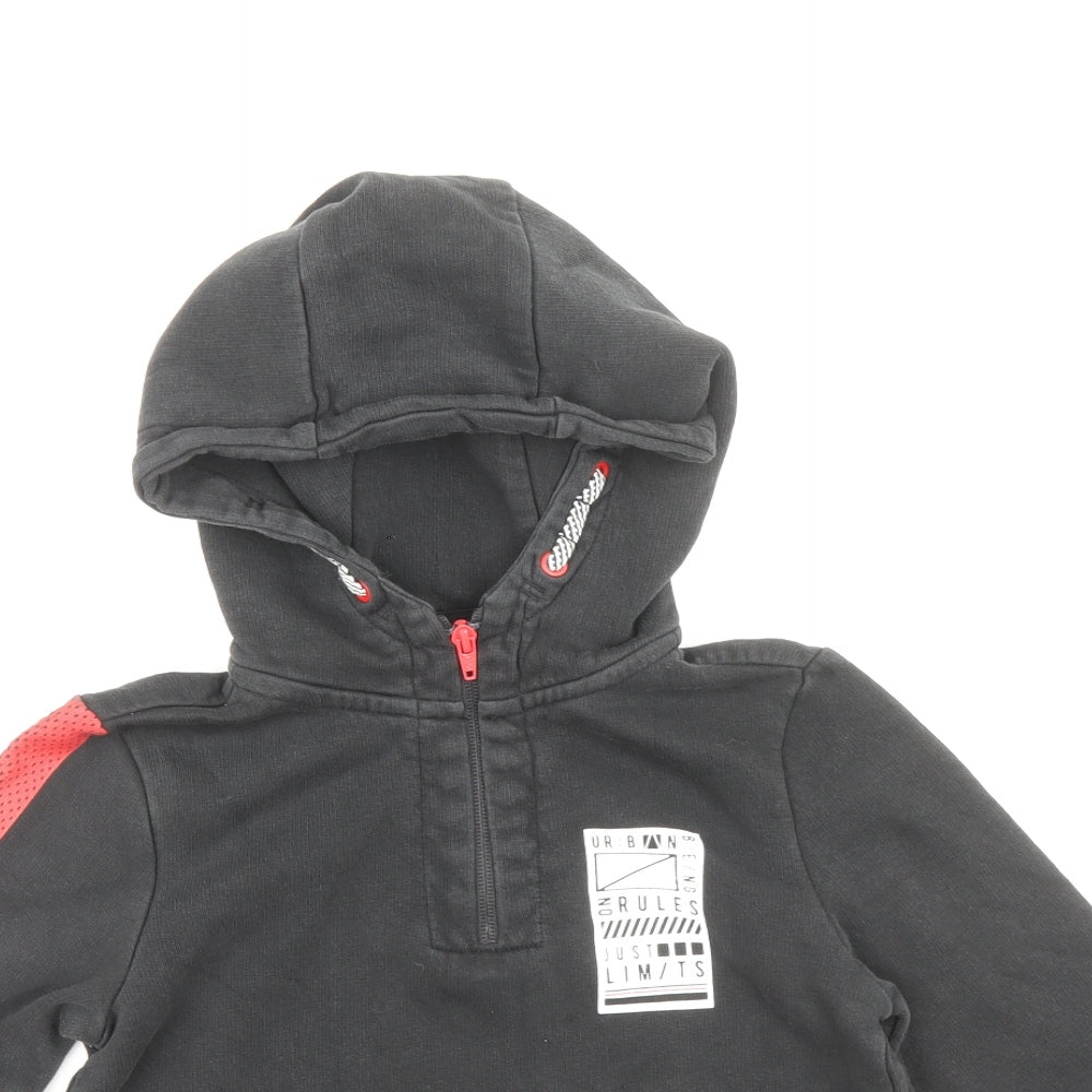 F&F Boys Black Cotton Pullover Hoodie Size 7-8 Years Zip