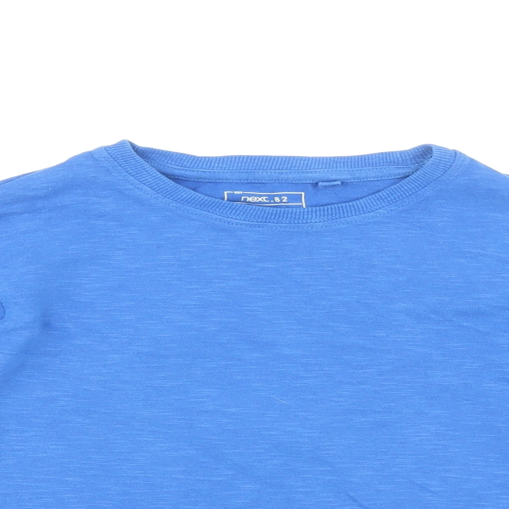 NEXT Boys Blue Cotton Basic T-Shirt Size 7 Years Round Neck Pullover
