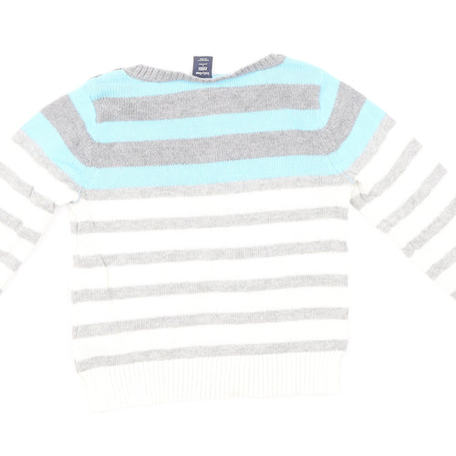 Gap Boys Multicoloured Round Neck Striped 100% Cotton Pullover Jumper Size 3XL Pullover