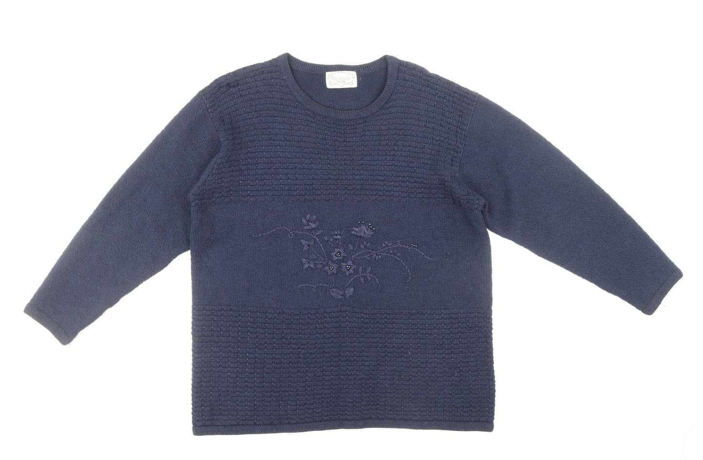 Fay Louise Womens Blue Round Neck Acrylic Pullover Jumper One Size
