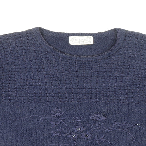 Fay Louise Womens Blue Round Neck Acrylic Pullover Jumper One Size