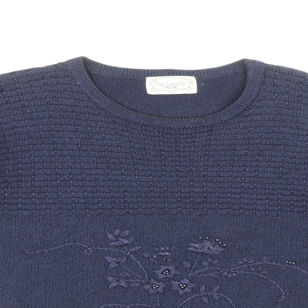 Fay Louise Womens Blue Round Neck Acrylic Pullover Jumper One Size