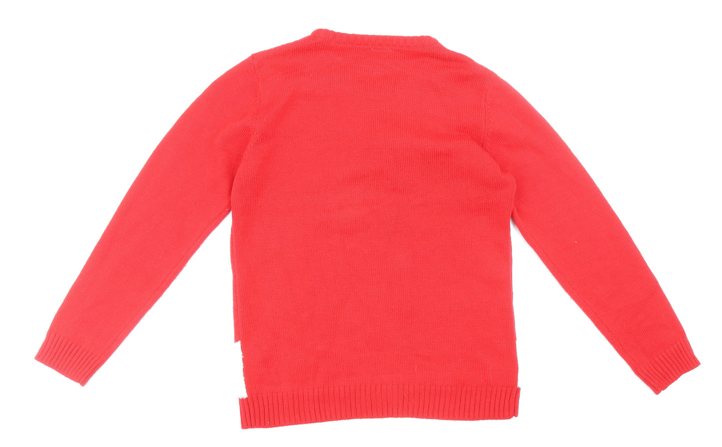 F&F Boys Red Crew Neck Acrylic Pullover Jumper Size 13-14 Years Pullover - Christmas Snowman