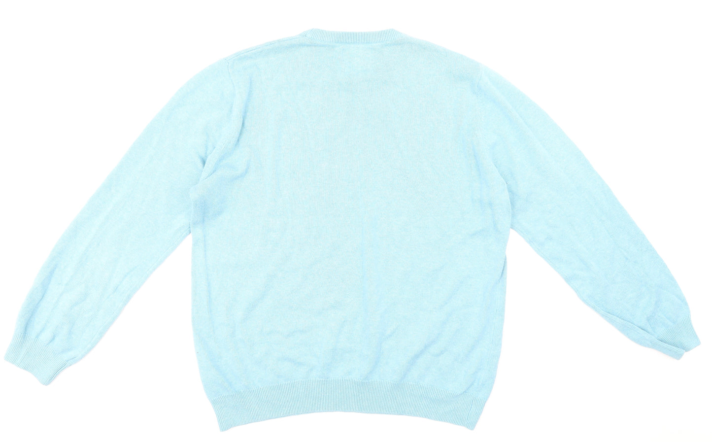 Marks and Spencer Mens Blue Round Neck Cotton Pullover Jumper Size L