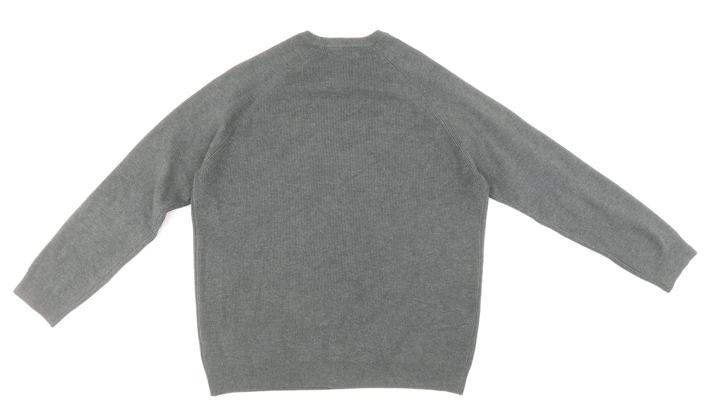 Marks and Spencer Mens Grey Round Neck Polyester Pullover Jumper Size XL