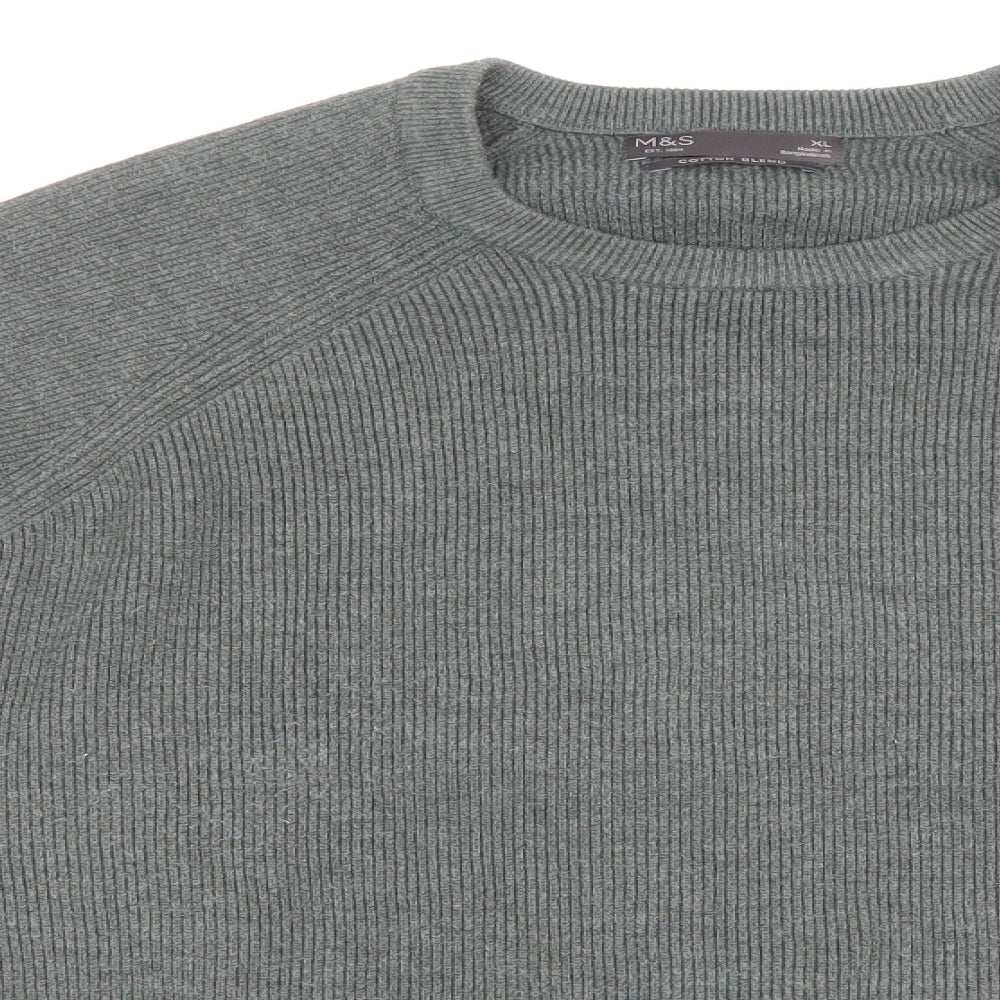 Marks and Spencer Mens Grey Round Neck Polyester Pullover Jumper Size XL