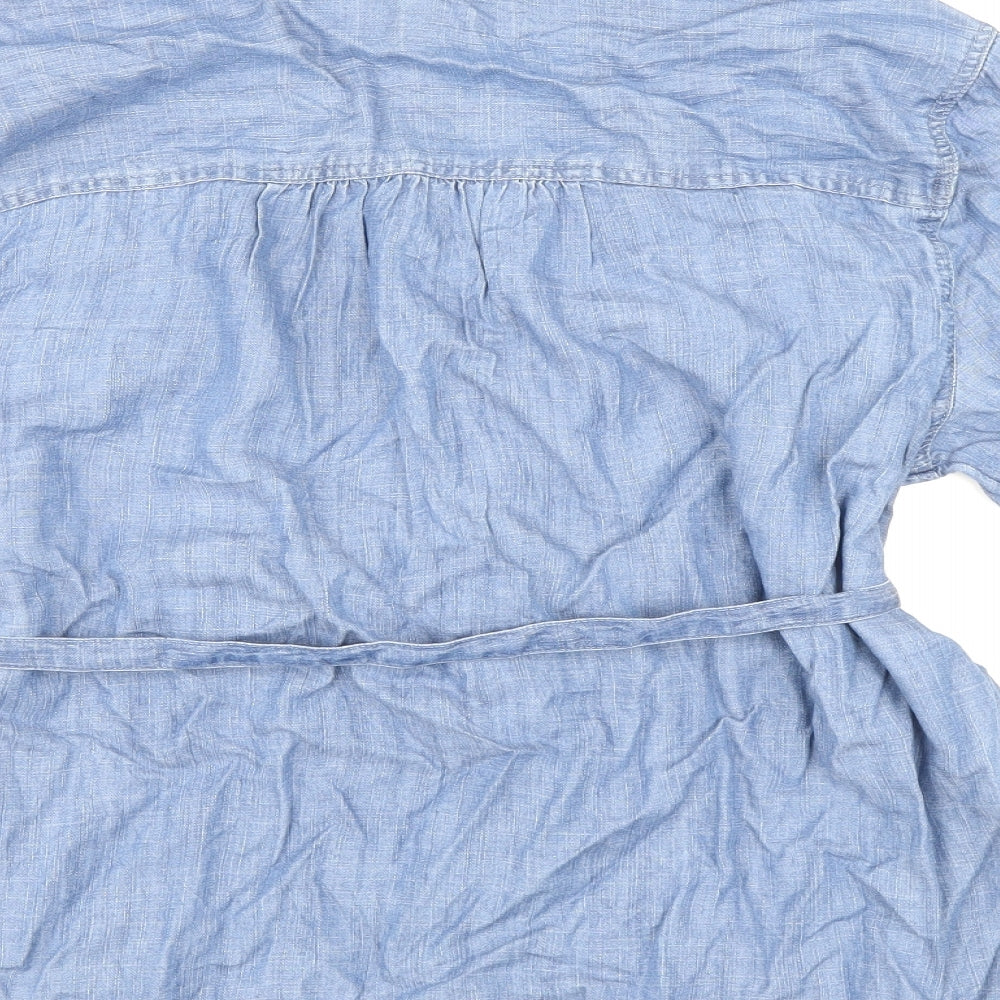 Marks and Spencer Womens Blue Lyocell Basic Button-Up Size 10 Collared
