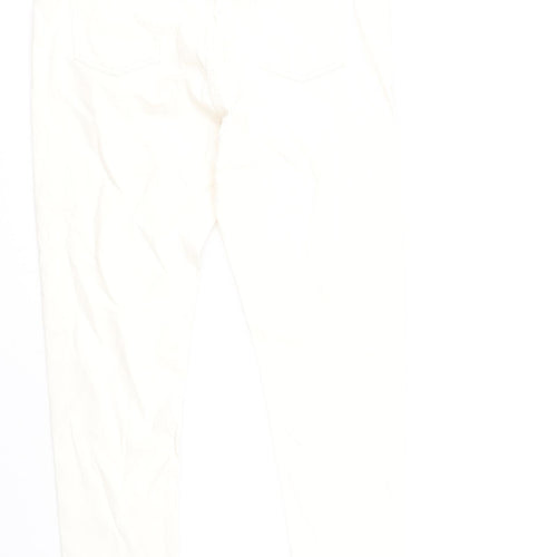 Marks and Spencer Womens Ivory Cotton Straight Jeans Size 16 L29 in Slim Zip
