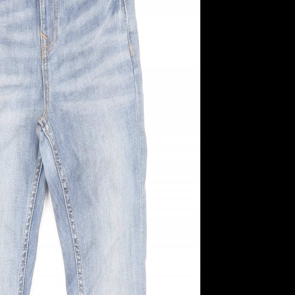 Marks and Spencer Boys Blue Cotton Straight Jeans Size 7-8 Years L21 in Regular Zip