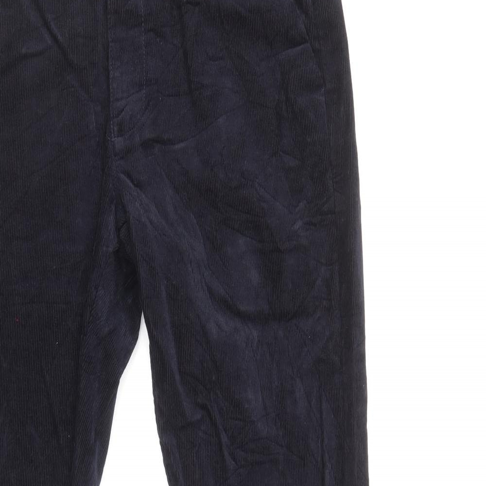 Marks and Spencer Mens Blue Cotton Trousers Size 30 in L33 in Regular Zip