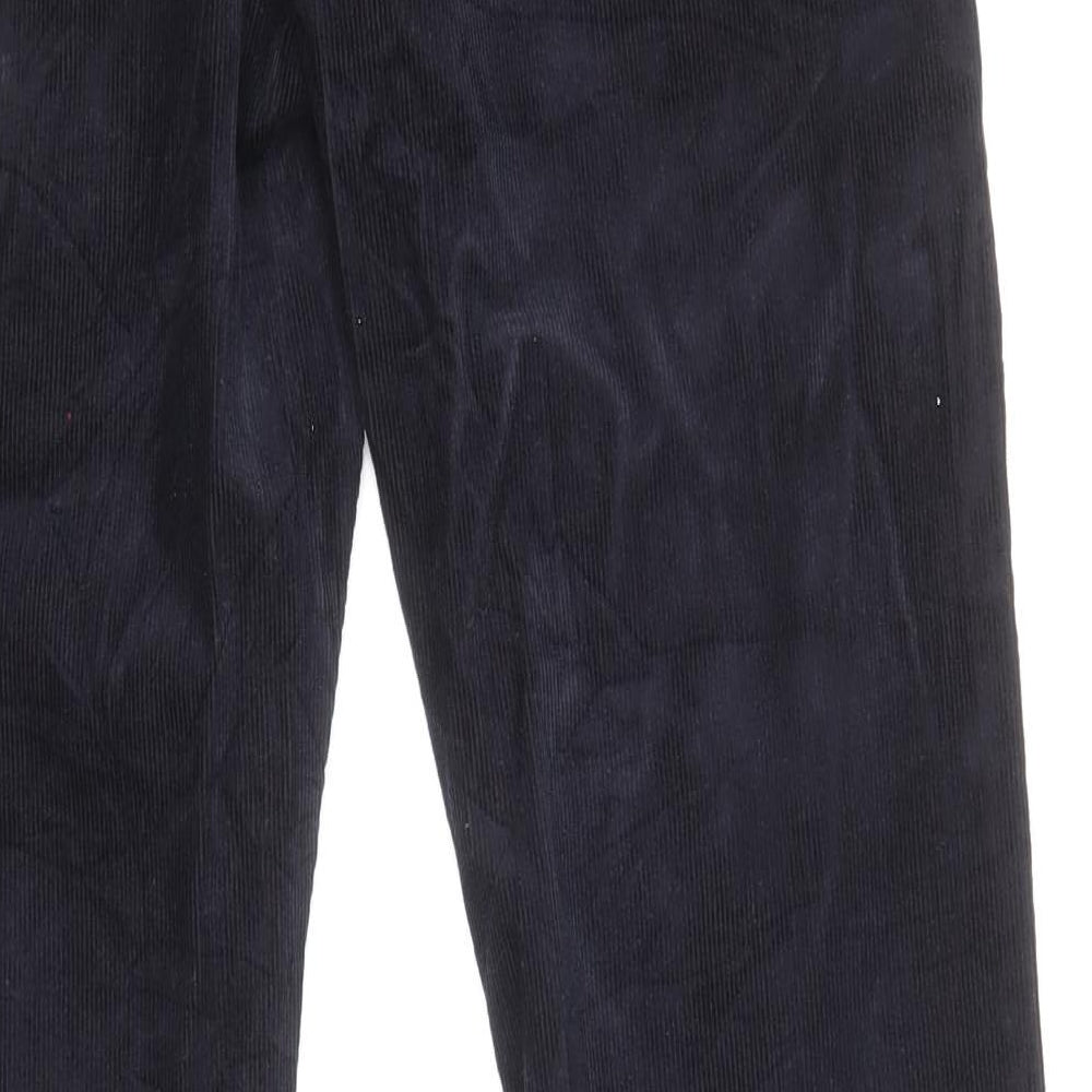 Marks and Spencer Mens Blue Cotton Trousers Size 30 in L33 in Regular Zip