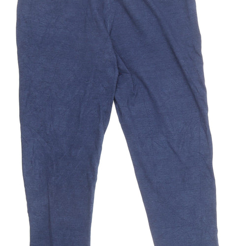 Marks and Spencer Womens Blue Cotton Jogger Trousers Size 14 L27 in Regular Tie