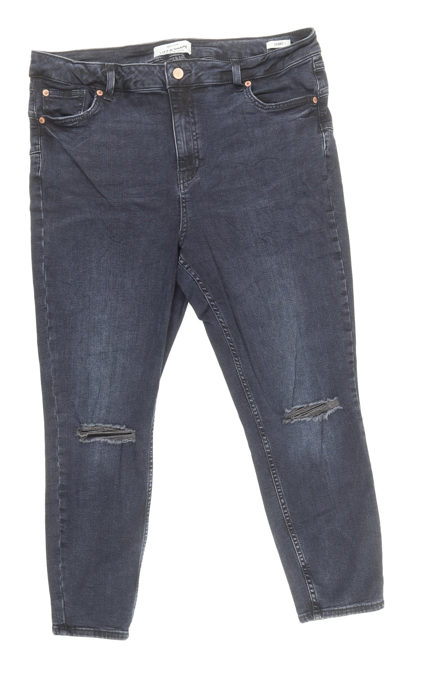 New Look Womens Blue Cotton Skinny Jeans Size 18 L25 in Regular Zip