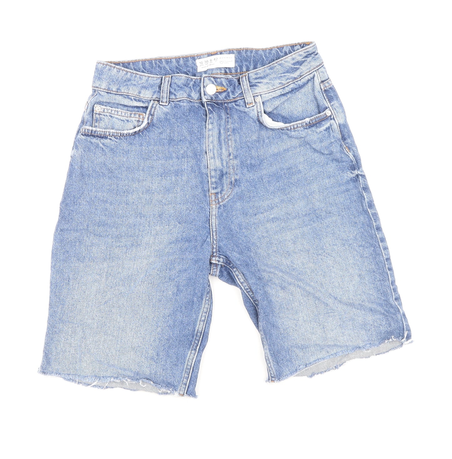 Denim & Co. Womens Blue Cotton Bermuda Shorts Size 10 L9.5 in Regular Zip