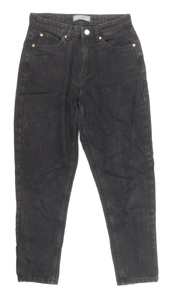 Denim & Co. Womens Black Cotton Straight Jeans Size 10 L27 in Regular Zip