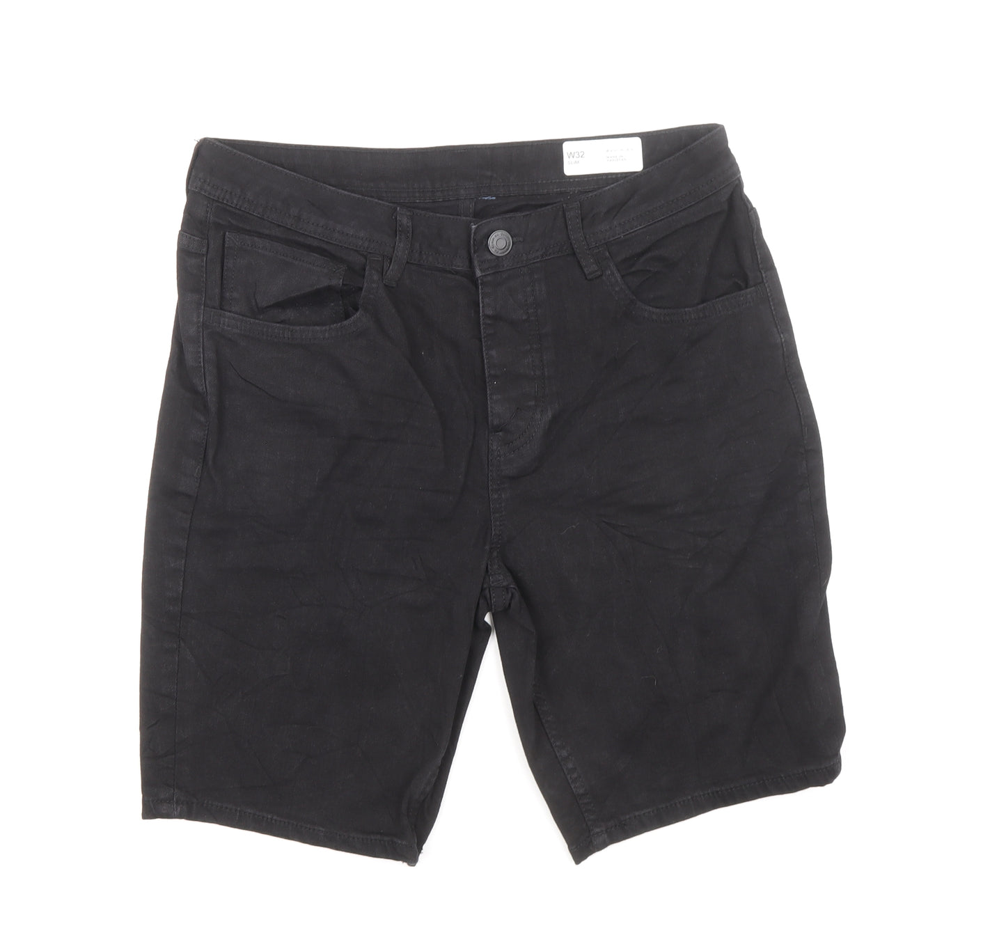 Denim & Co. Mens Black Cotton Chino Shorts Size 32 in L9 in Regular Button