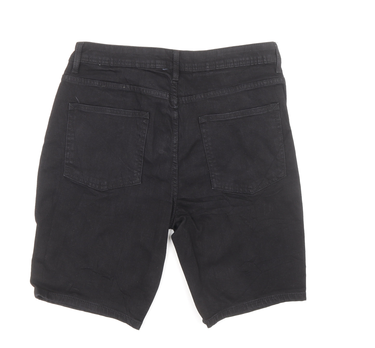 Denim & Co. Mens Black Cotton Chino Shorts Size 32 in L9 in Regular Button