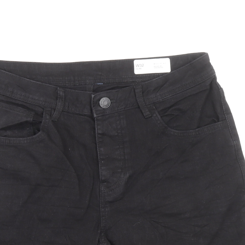 Denim & Co. Mens Black Cotton Chino Shorts Size 32 in L9 in Regular Button