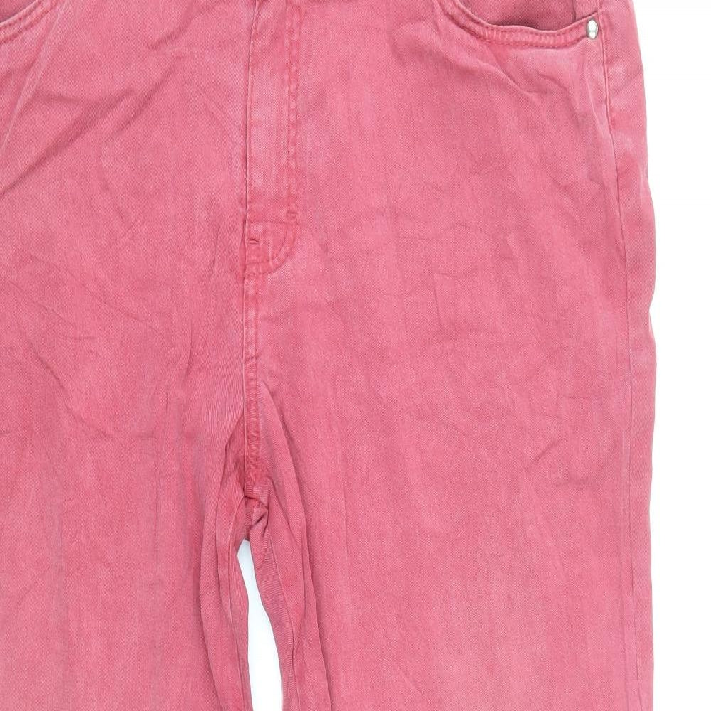 Marks and Spencer Womens Pink Cotton Bootcut Jeans Size 16 L29 in Regular Zip