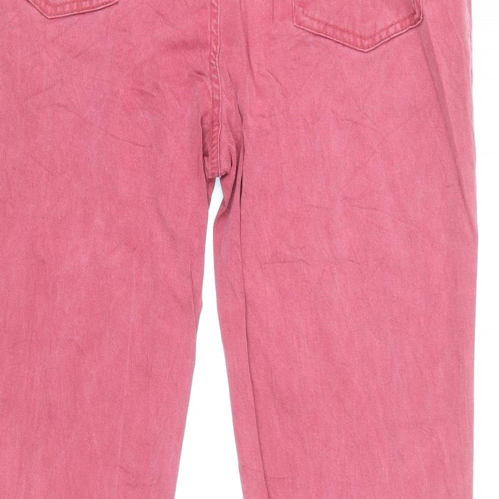 Marks and Spencer Womens Pink Cotton Bootcut Jeans Size 16 L29 in Regular Zip