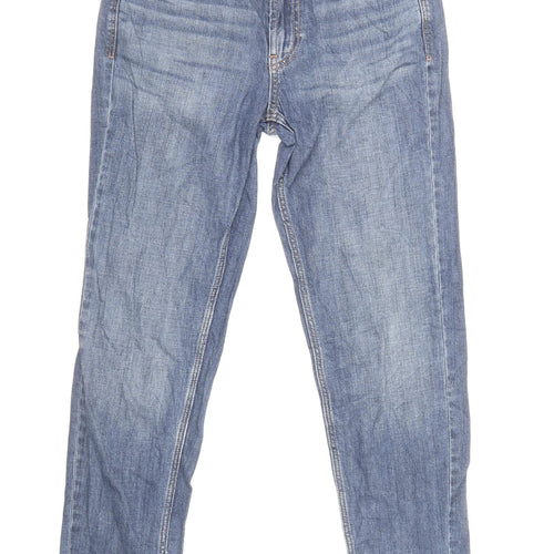 Marks and Spencer Womens Blue Cotton Skinny Jeans Size 6 L28 in Regular Zip