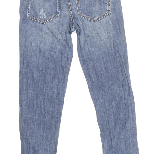 Marks and Spencer Womens Blue Cotton Skinny Jeans Size 6 L28 in Regular Zip