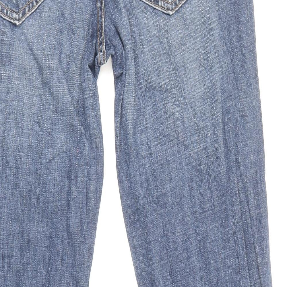 Marks and Spencer Womens Blue Cotton Skinny Jeans Size 6 L28 in Regular Zip
