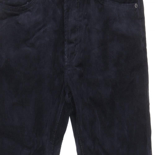 Marks and Spencer Mens Blue Herringbone Cotton Straight Jeans Size 34 in L31 in Slim Zip