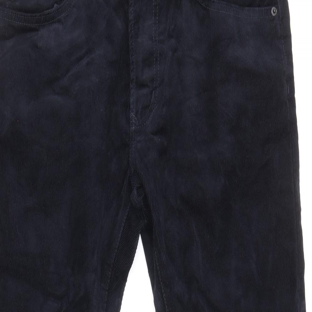 Marks and Spencer Mens Blue Herringbone Cotton Straight Jeans Size 34 in L31 in Slim Zip