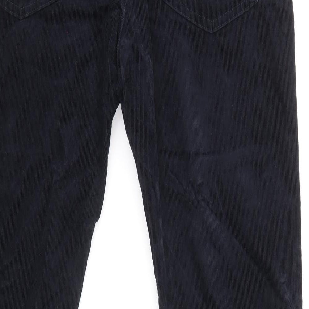 Marks and Spencer Mens Blue Herringbone Cotton Straight Jeans Size 34 in L31 in Slim Zip