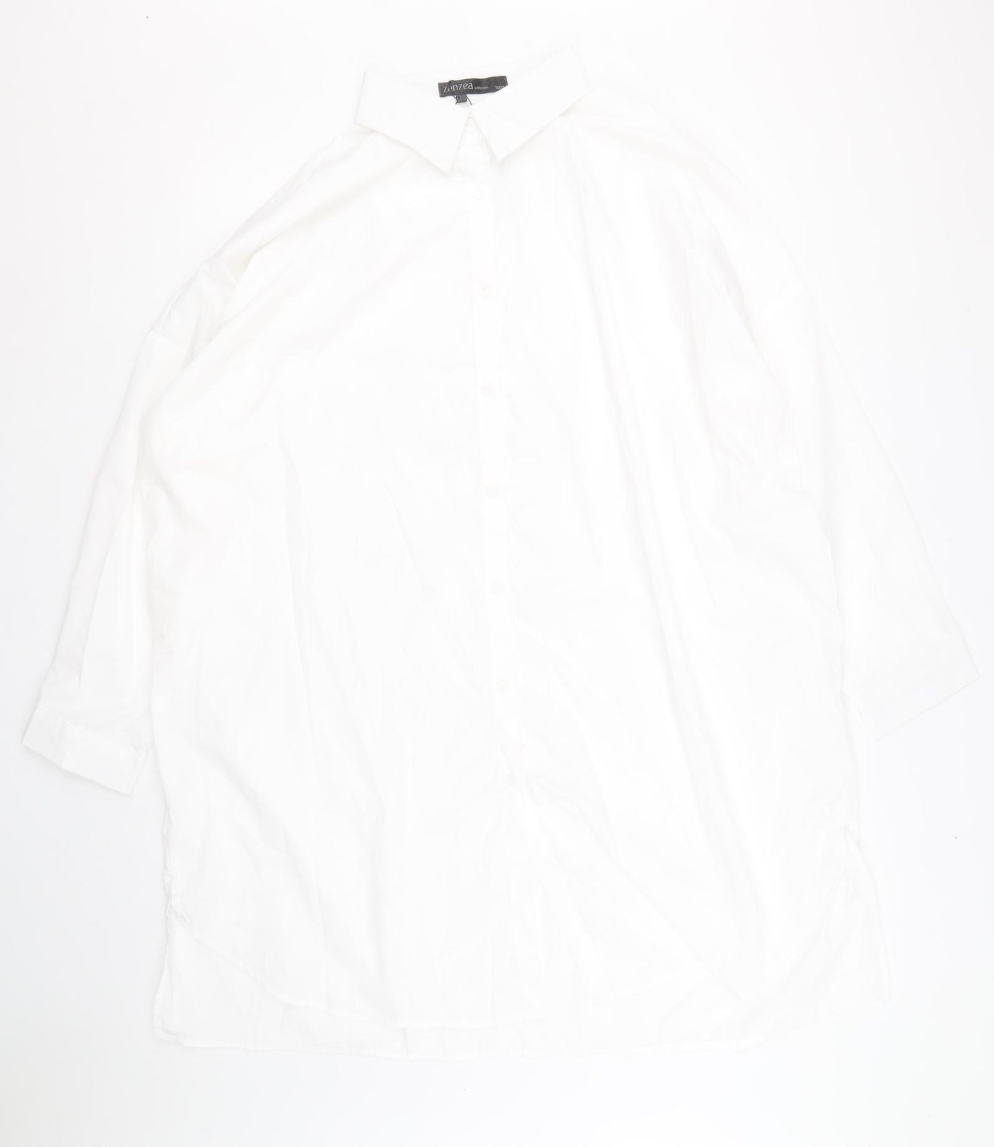 Zanzea Mens White Polyester Dress Shirt Size 3XL Collared Button