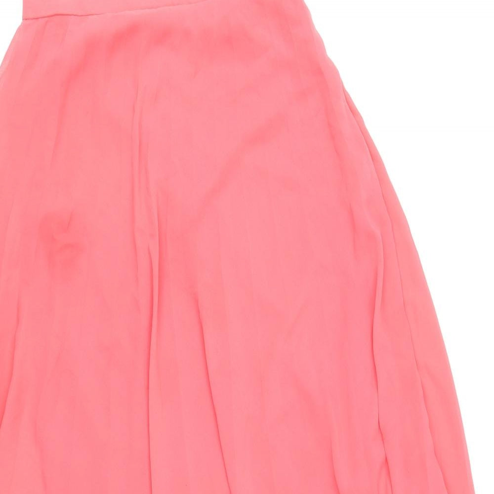 Rare Womens Pink Polyester Maxi Skirt Size 10 Zip