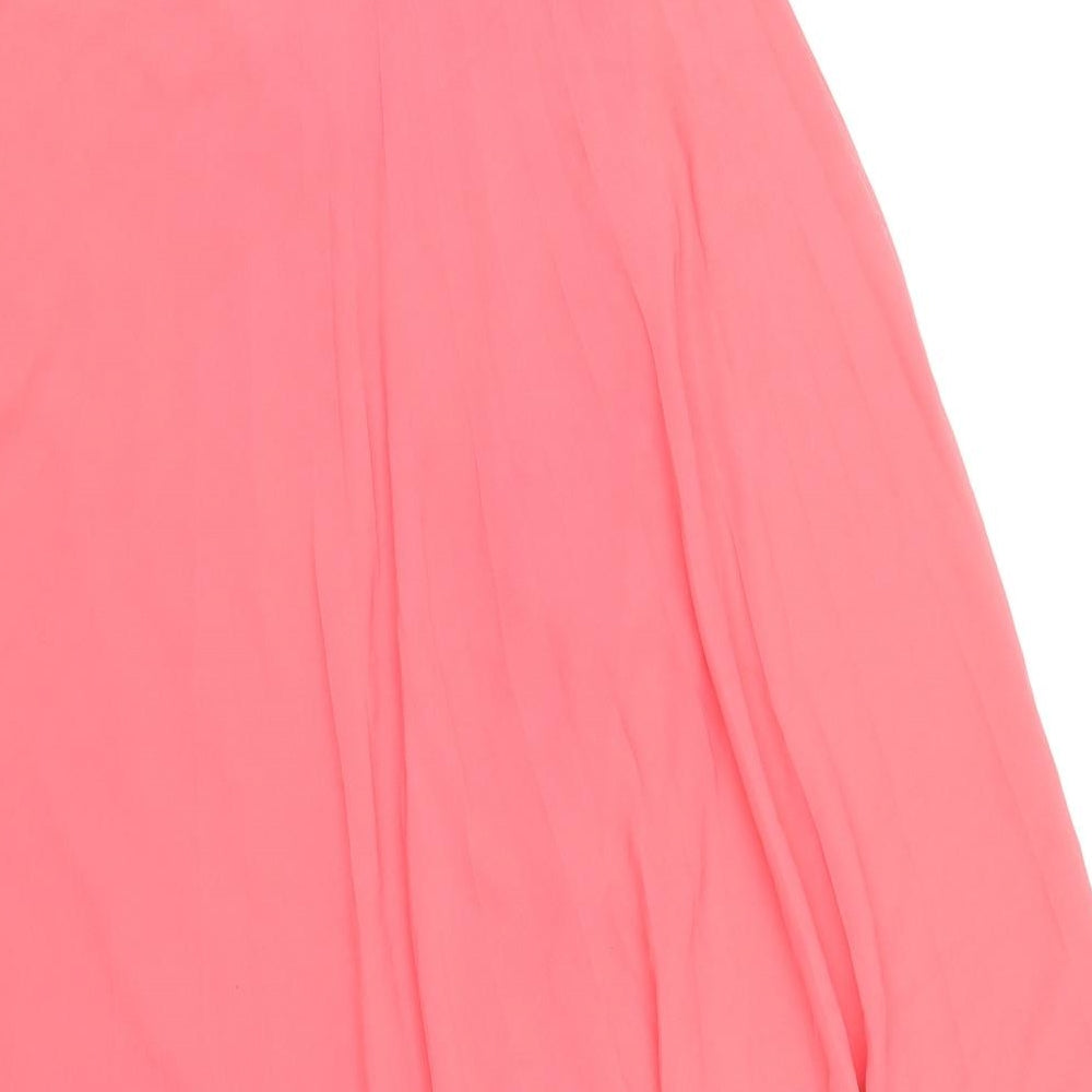 Rare Womens Pink Polyester Maxi Skirt Size 10 Zip